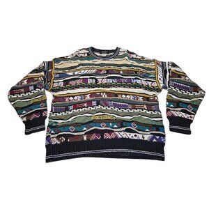 Vintage Alberto Danti 3D Knit Sweater Cosby Style Colorful Crewneck Size XL 90s